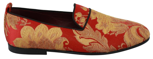Dolce & Gabbana Rose Gold Brocade Loafers Slide Flats - Sandy Store ByNet