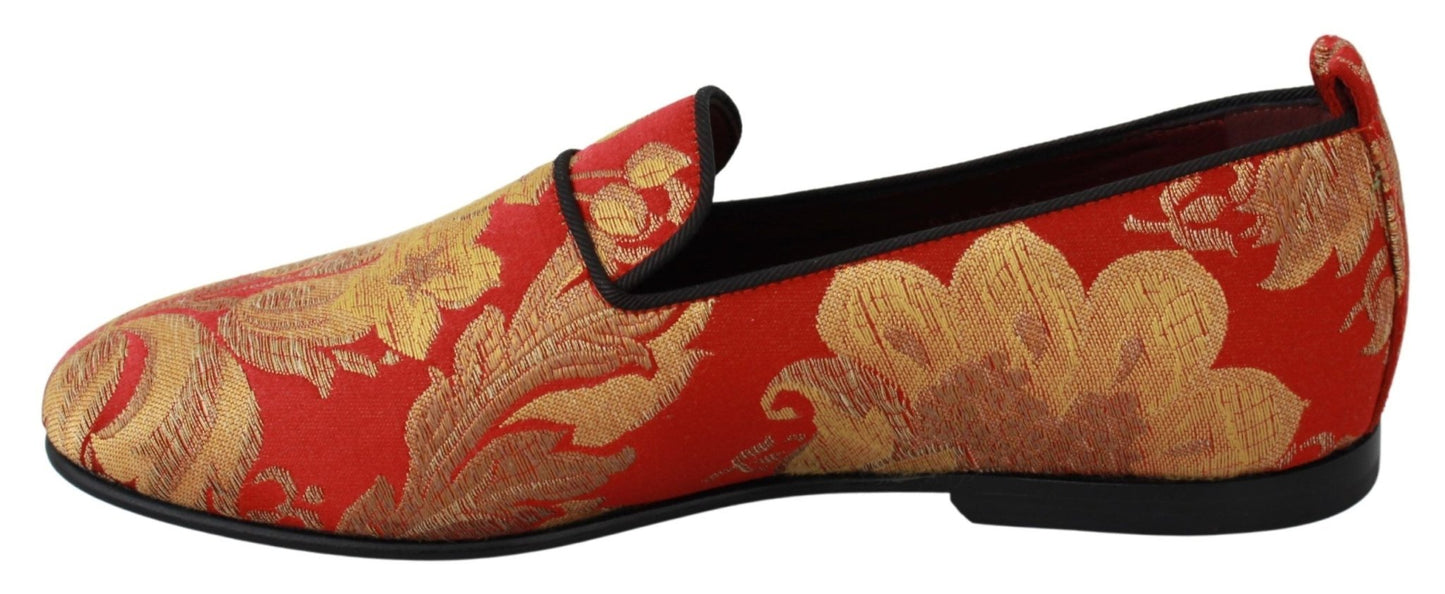 Dolce & Gabbana Rose Gold Brocade Loafers Slide Flats - Sandy Store ByNet