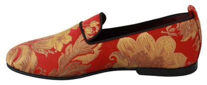 Dolce & Gabbana Rose Gold Brocade Loafers Slide Flats - Sandy Store ByNet