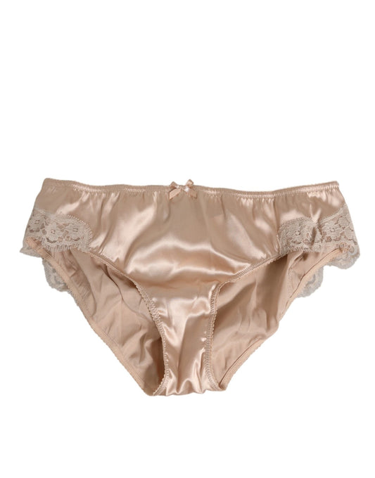 Dolce & Gabbana Rosy Beige Silk Satin Lace Trim Panty Underwear – IT4 | L par Dolce & Gabbana | Disponible sur Sandy Store ByNet
