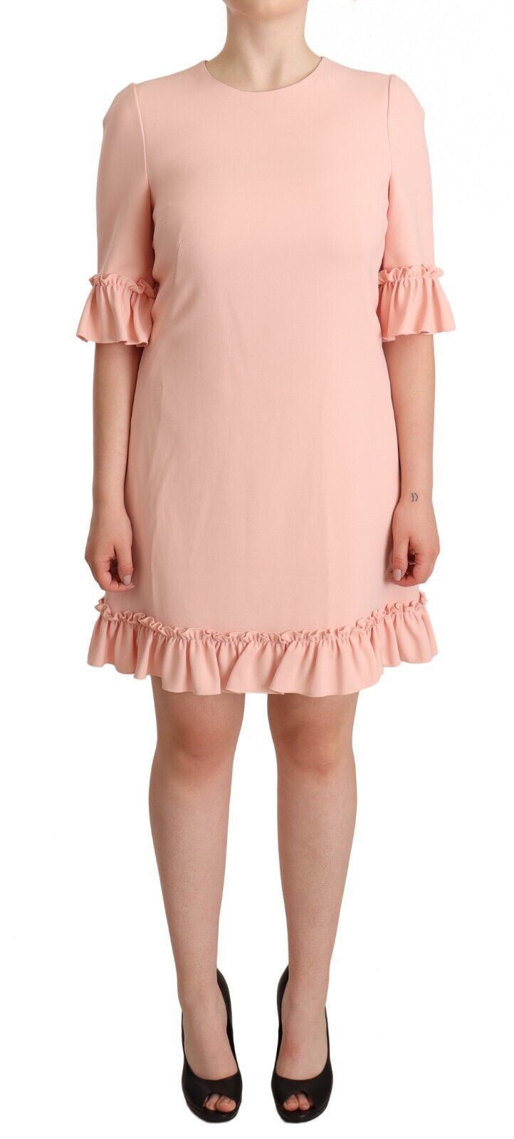 Dolce & Gabbana Ruffled Sleeve Sheath Dress in Pink - Sandy Store ByNet