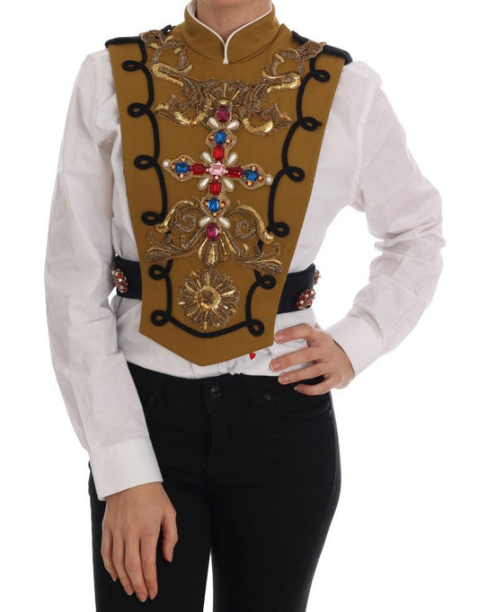 Dolce & Gabbana Runway Embellished Crystal Cross Vest - Sandy Store ByNet