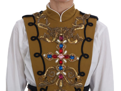 Dolce & Gabbana Runway Embellished Crystal Cross Vest - Sandy Store ByNet