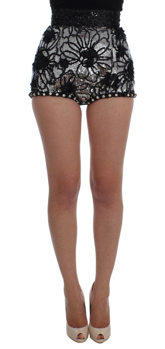Dolce & Gabbana Sequined High Waist Designer Mini Shorts - Sandy Store ByNet