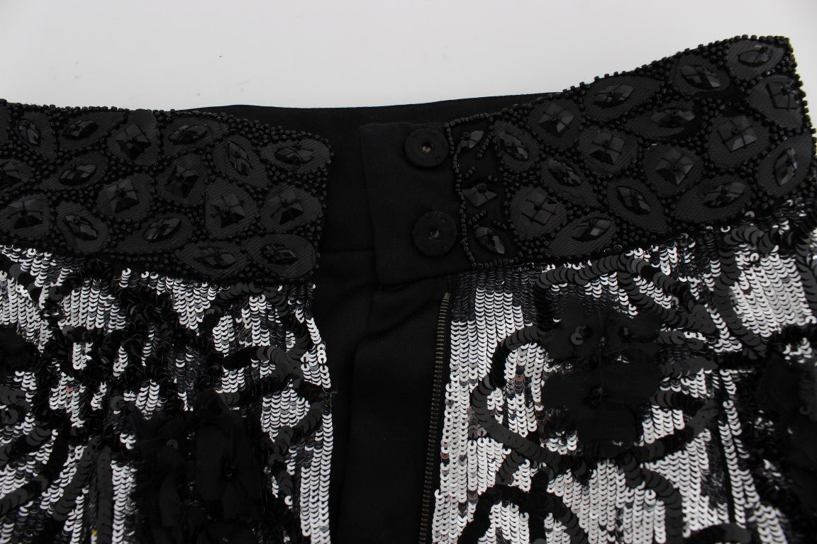 Dolce & Gabbana Sequined High Waist Designer Mini Shorts - Sandy Store ByNet