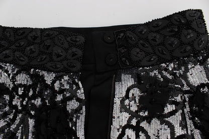 Dolce & Gabbana Sequined High Waist Designer Mini Shorts - Sandy Store ByNet