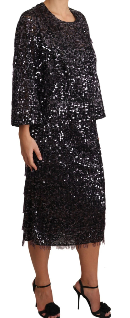 Dolce & Gabbana Sequined Shift Midi Dress – Timeless Elegance - Sandy Store ByNet