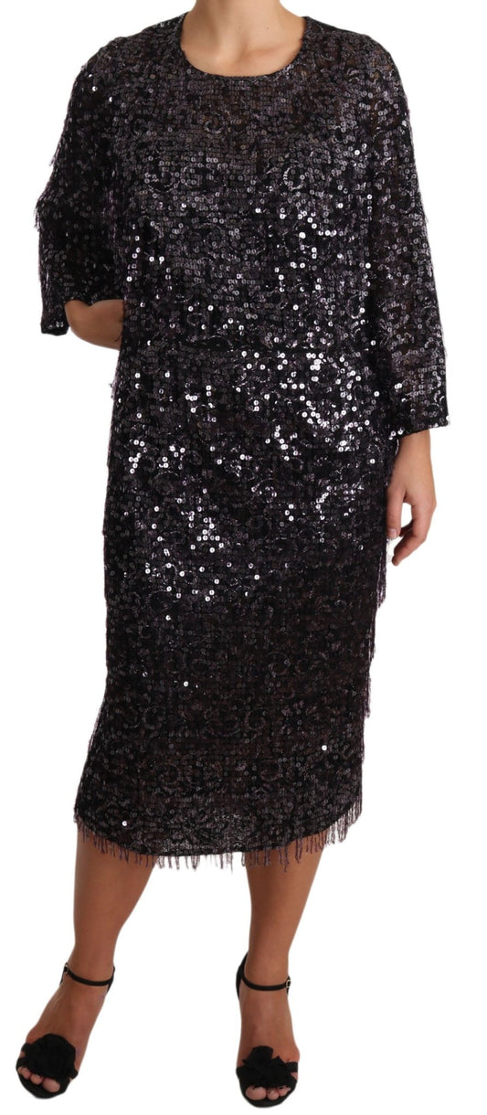 Dolce & Gabbana Sequined Shift Midi Dress – Timeless Elegance - Sandy Store ByNet