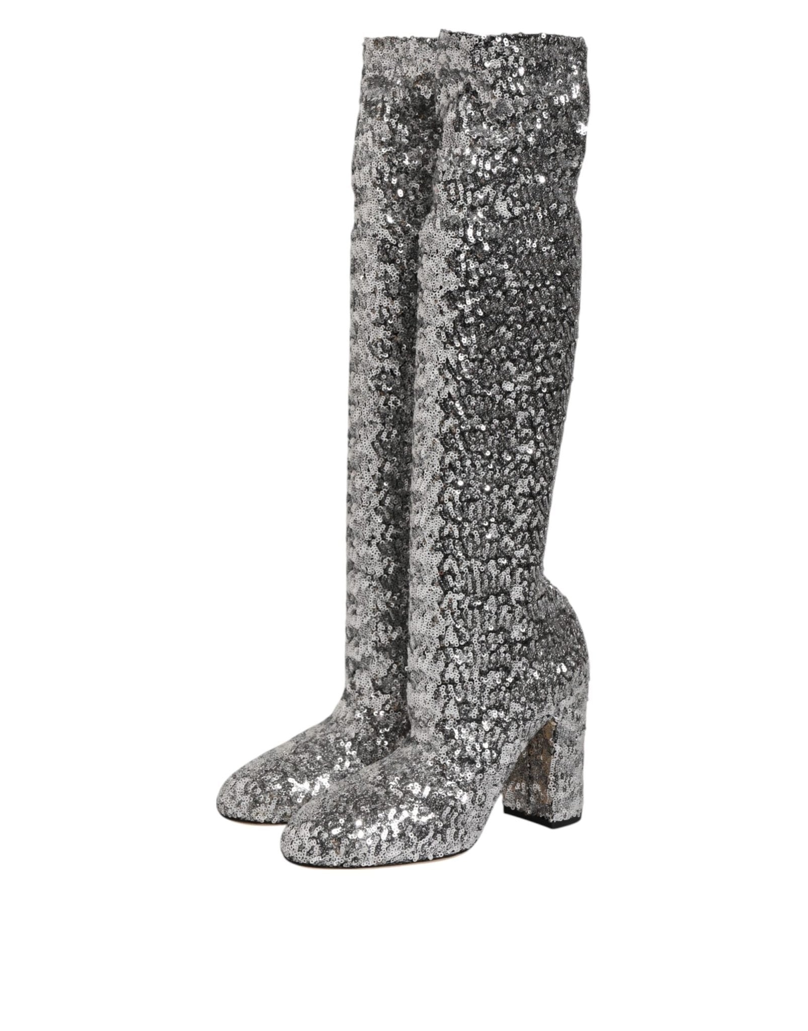 Dolce & Gabbana Shoes Silver Sequins Glitter High Heel Boot Shoes – EU36/US5.5 par Dolce & Gabbana | Disponible sur Sandy Store ByNet