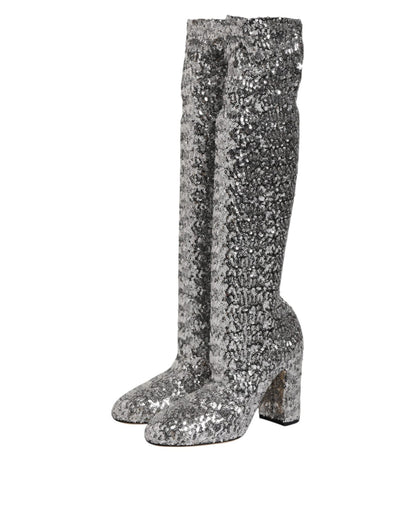 Dolce & Gabbana Shoes Silver Sequins Glitter High Heel Boot Shoes – EU36/US5.5 par Dolce & Gabbana | Disponible sur Sandy Store ByNet