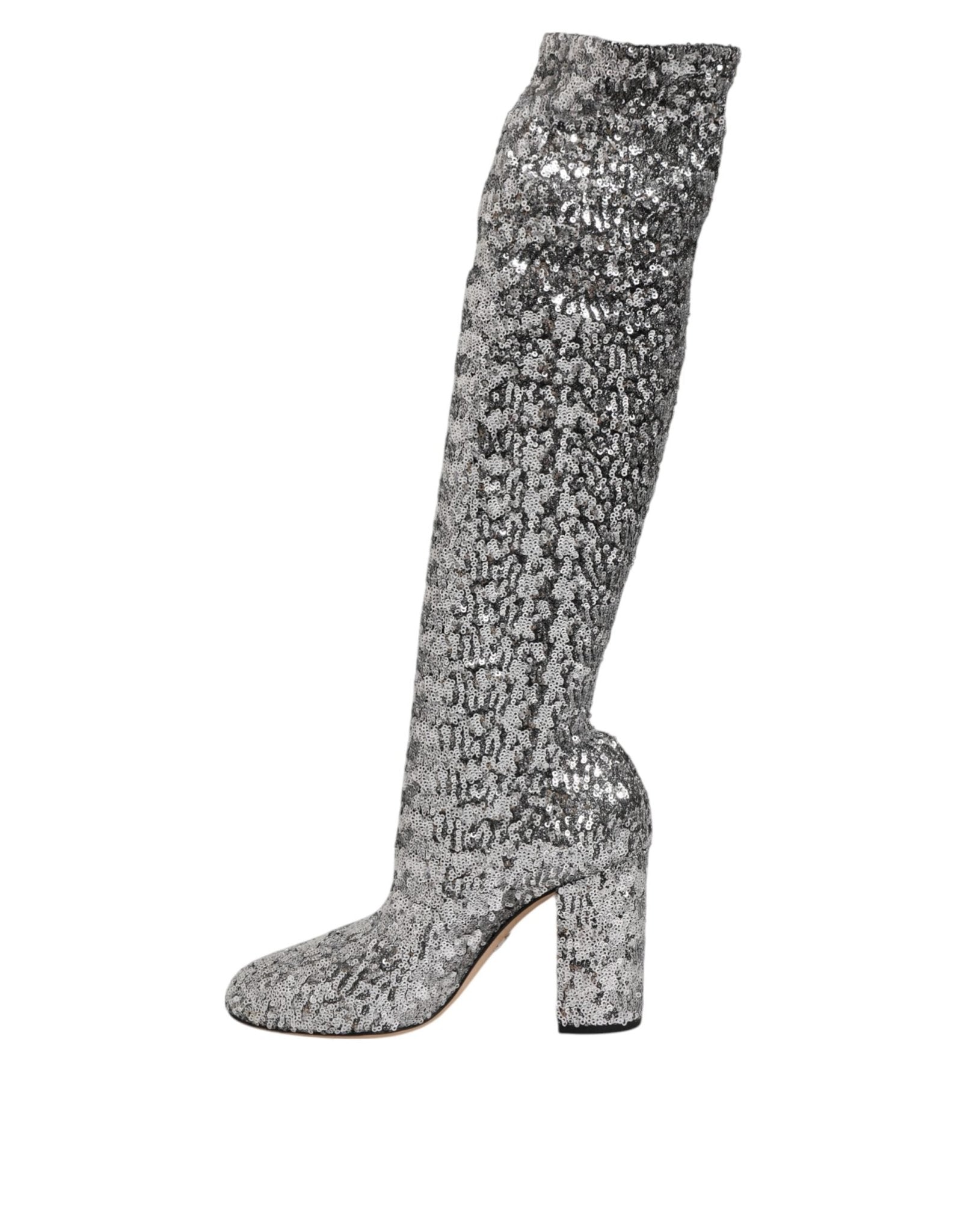 Dolce & Gabbana Shoes Silver Sequins Glitter High Heel Boot Shoes – EU36/US5.5 par Dolce & Gabbana | Disponible sur Sandy Store ByNet