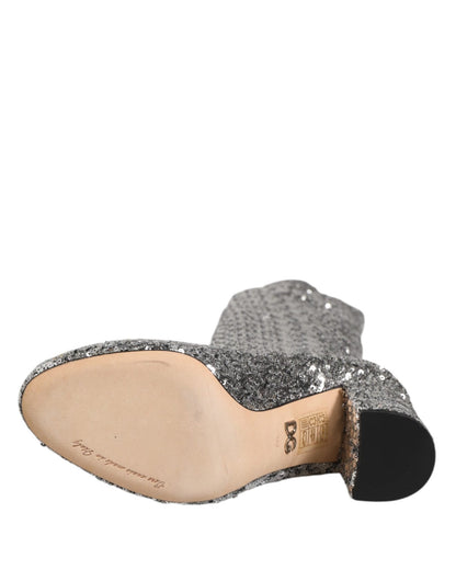 Dolce & Gabbana Shoes Silver Sequins Glitter High Heel Boot Shoes – EU36/US5.5 par Dolce & Gabbana | Disponible sur Sandy Store ByNet