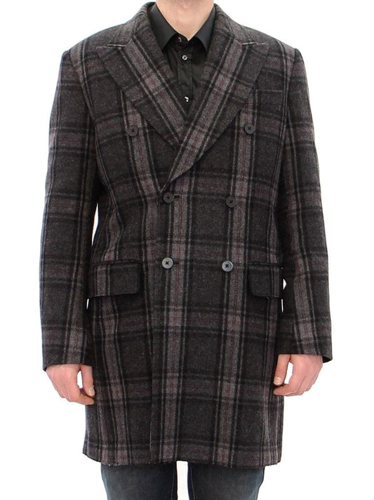 Dolce & Gabbana Sicilia Checkered Wool Blend Coat - Sandy Store ByNet