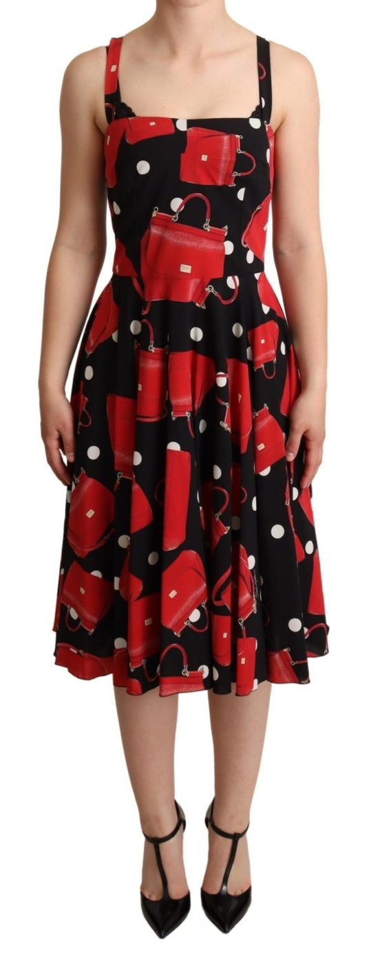 Dolce & Gabbana Sicilian Bag Print Sleeveless Midi Dress - Sandy Store ByNet