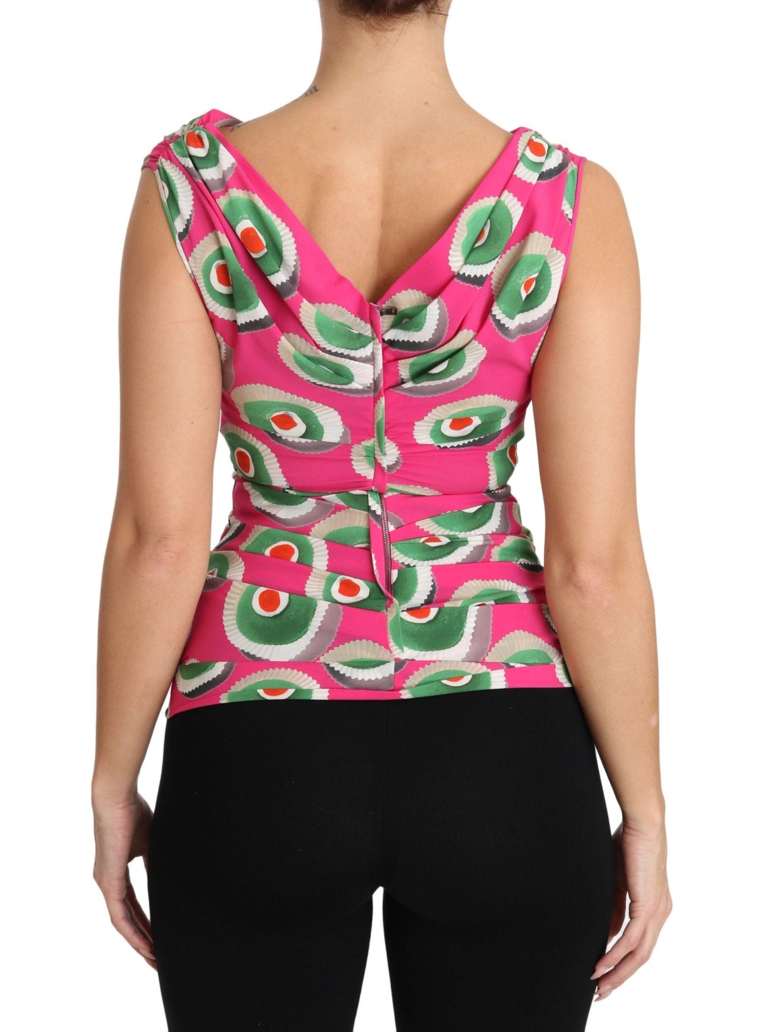 Dolce & Gabbana Sicilian Cake Print Sleeveless Silk Top - Sandy Store ByNet