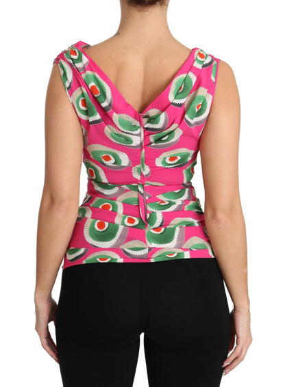 Dolce & Gabbana Sicilian Cake Print Sleeveless Silk Top - Sandy Store ByNet
