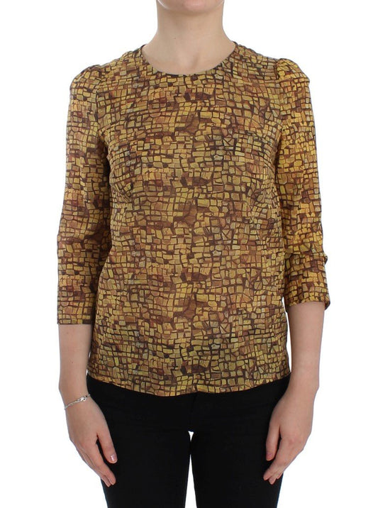 Dolce & Gabbana Sicilian Mosaic Print Silk Blouse - Sandy Store ByNet