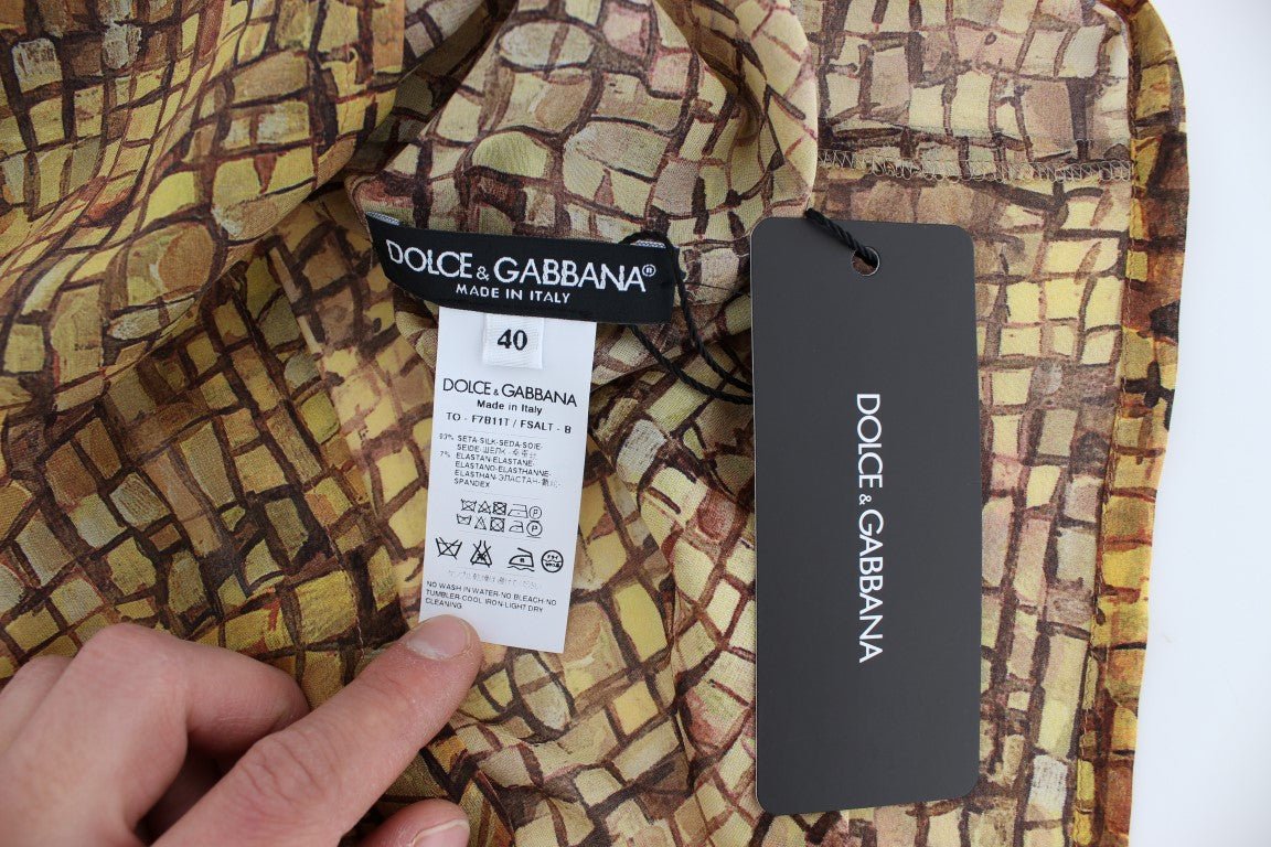 Dolce & Gabbana Sicilian Mosaic Print Silk Blouse - Sandy Store ByNet