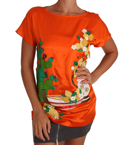 Dolce & Gabbana Sicilian Summer Silk Crystal - Embellished Top - Sandy Store ByNet