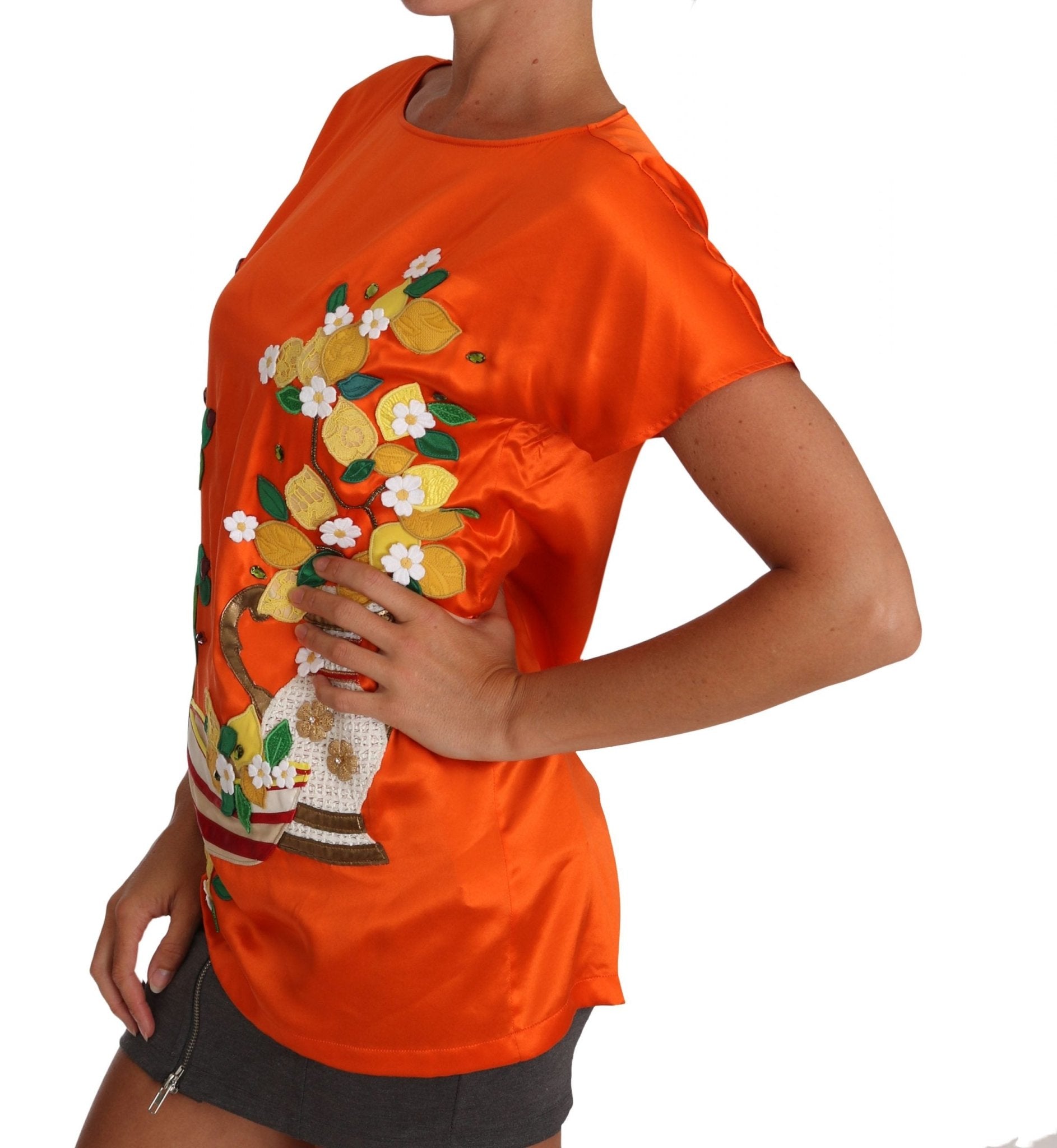 Dolce & Gabbana Sicilian Summer Silk Crystal - Embellished Top - Sandy Store ByNet