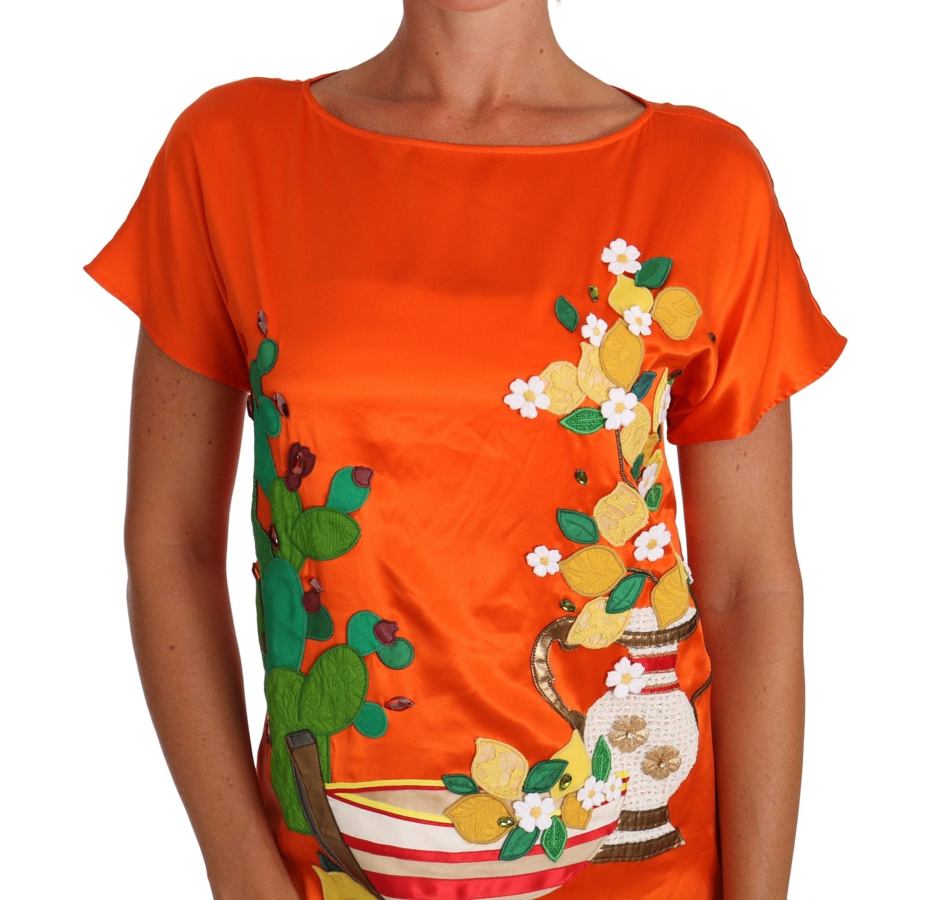 Dolce & Gabbana Sicilian Summer Silk Crystal - Embellished Top - Sandy Store ByNet