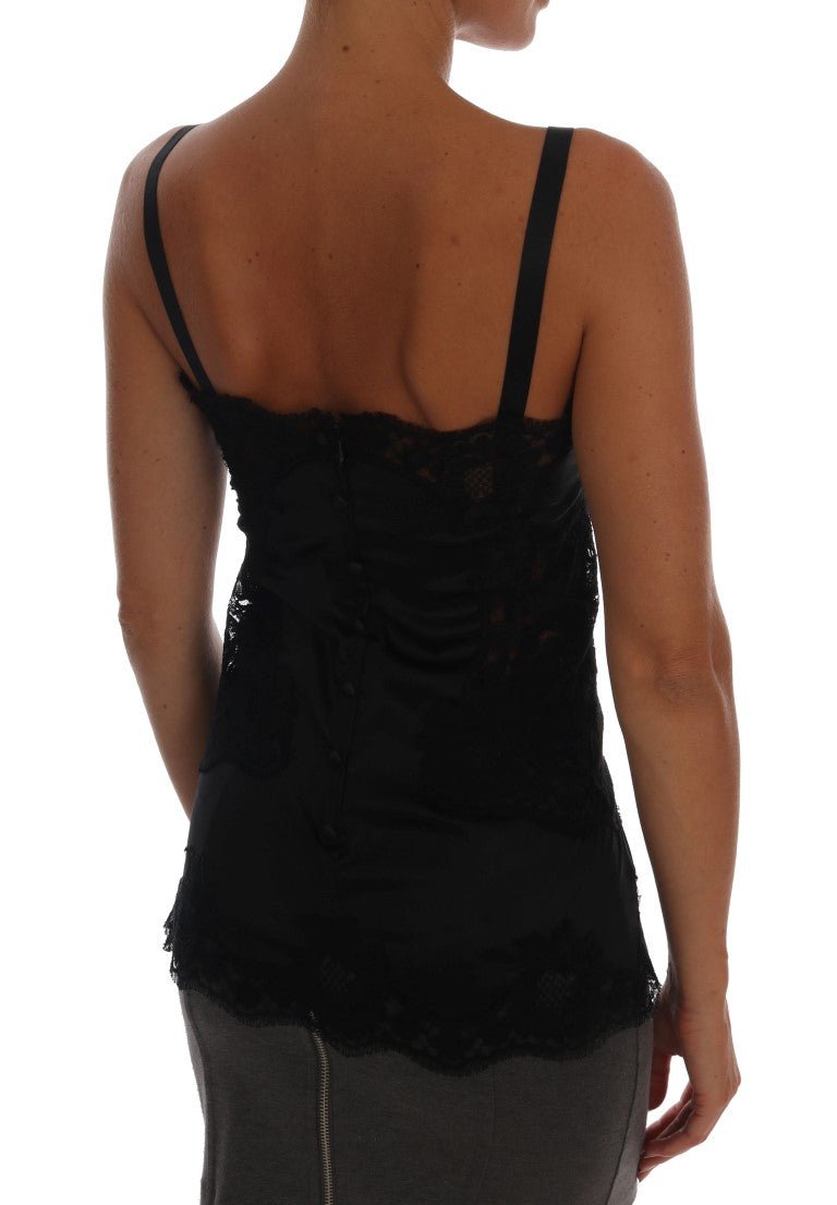 Dolce & Gabbana Silk Blend Black Lace Top Dressing Gown - Sandy Store ByNet