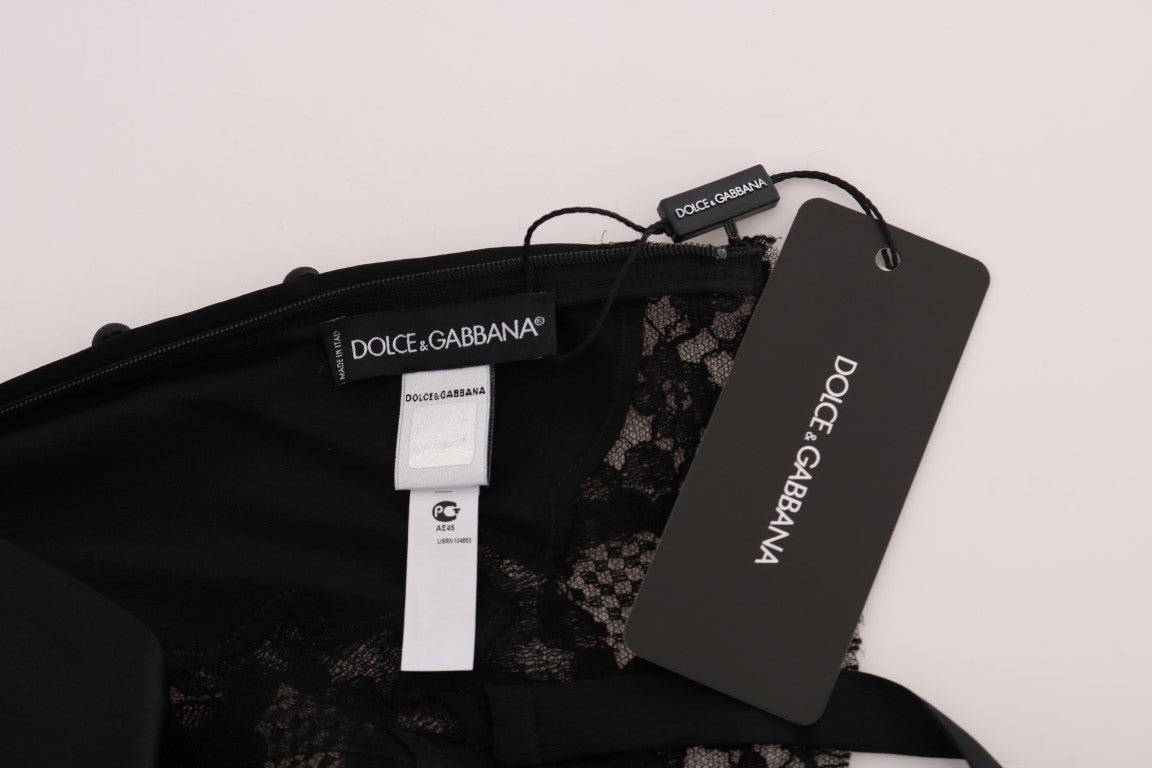 Dolce & Gabbana Silk Blend Black Lace Top Dressing Gown - Sandy Store ByNet