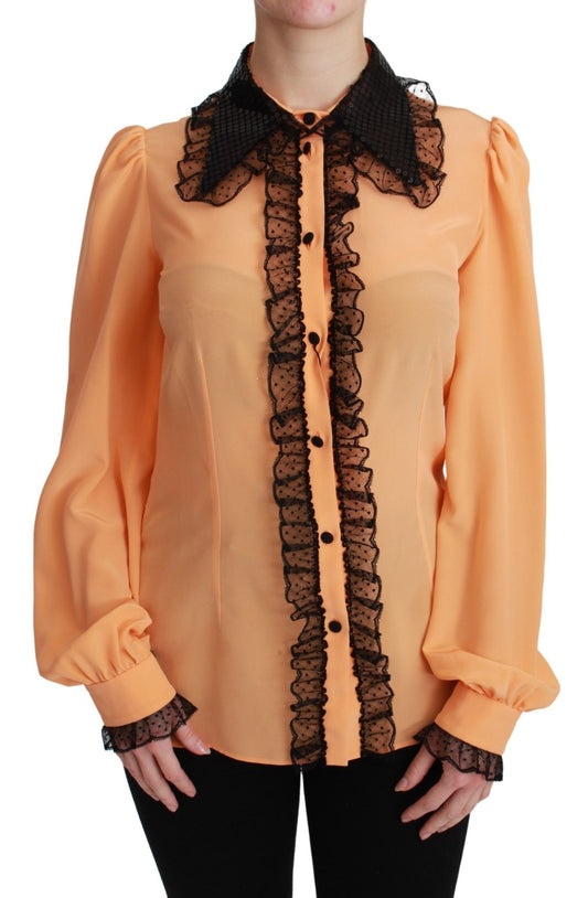 Dolce & Gabbana Silk Blend Yellow Blouse with Sequined Collar - Sandy Store ByNet