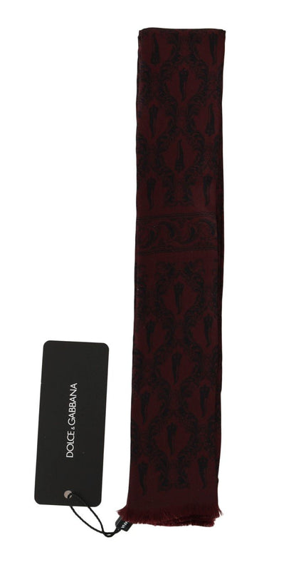 Dolce & Gabbana Silk Bordeaux Crown Chili Print Mens Scarf - Sandy Store ByNet