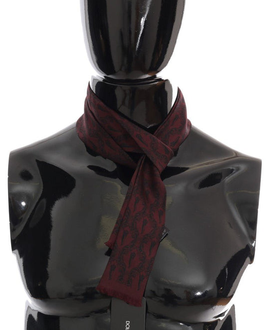 Dolce & Gabbana Silk Bordeaux Crown Chili Print Mens Scarf - Sandy Store ByNet