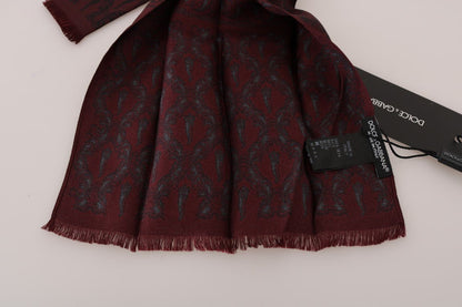 Dolce & Gabbana Silk Bordeaux Crown Chili Print Mens Scarf - Sandy Store ByNet