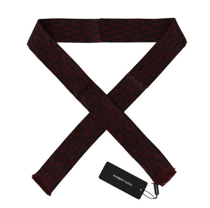 Dolce & Gabbana Silk Bordeaux Crown Chili Print Mens Scarf - Sandy Store ByNet