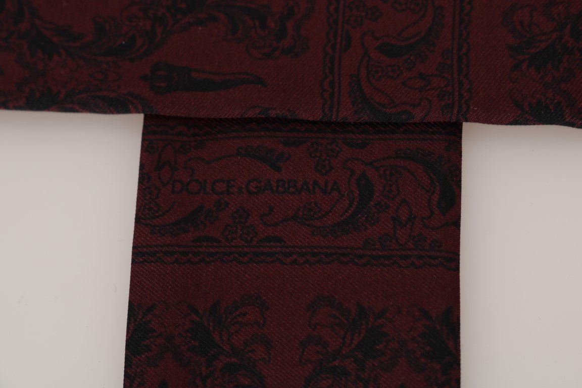 Dolce & Gabbana Silk Bordeaux Crown Chili Print Mens Scarf - Sandy Store ByNet