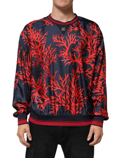 Dolce & Gabbana Silk Navy Red Coral Print Pullover Sweater – IT52 | XL par Dolce & Gabbana | Disponible sur Sandy Store ByNet