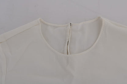 Dolce & Gabbana Silk Sequined 'Italia Is Love' White Blouse - Sandy Store ByNet