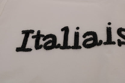 Dolce & Gabbana Silk Sequined 'Italia Is Love' White Blouse - Sandy Store ByNet