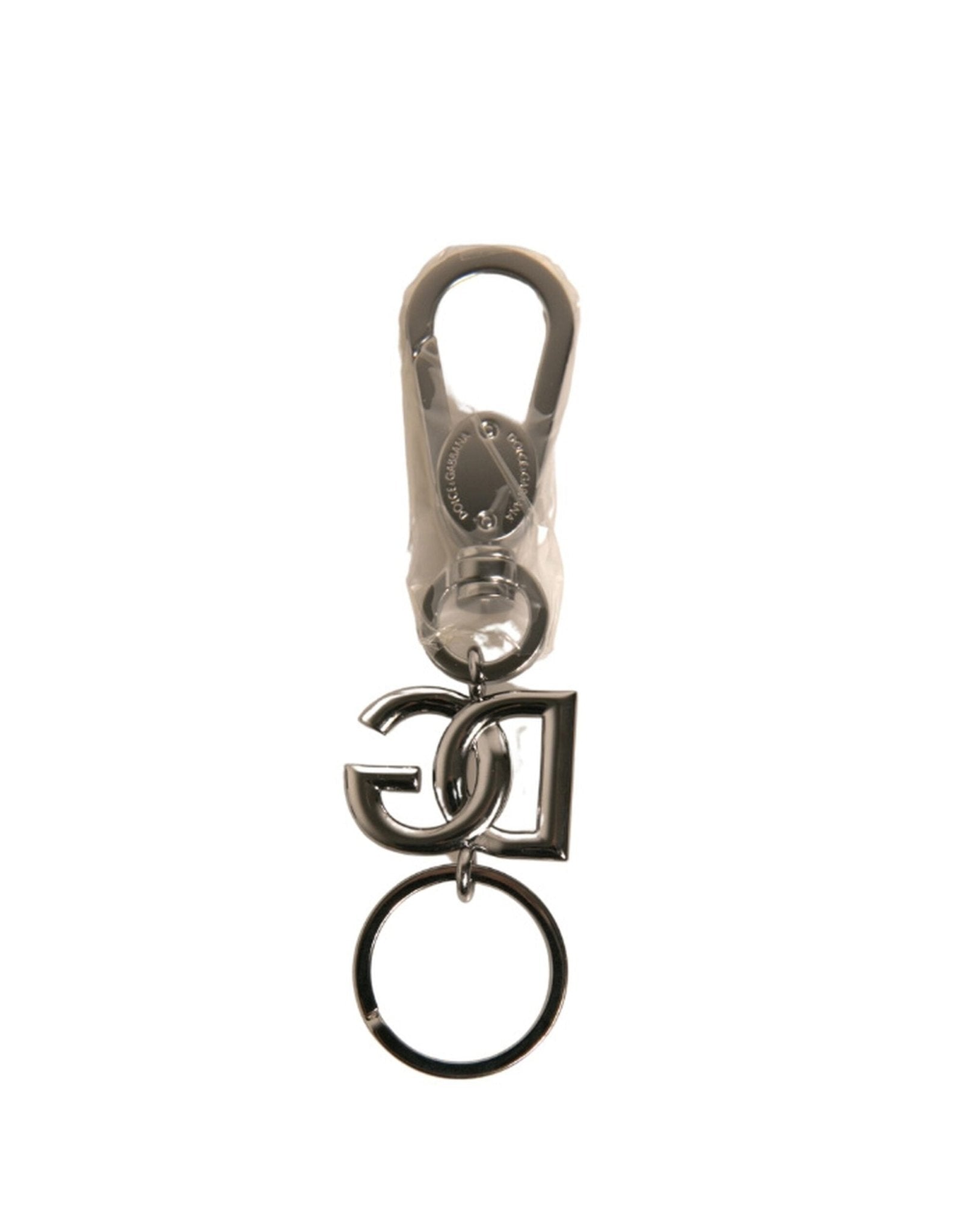 Dolce & Gabbana Silver Brass DG Logo Keychain Metal Ring Keyring - Sandy Store ByNet
