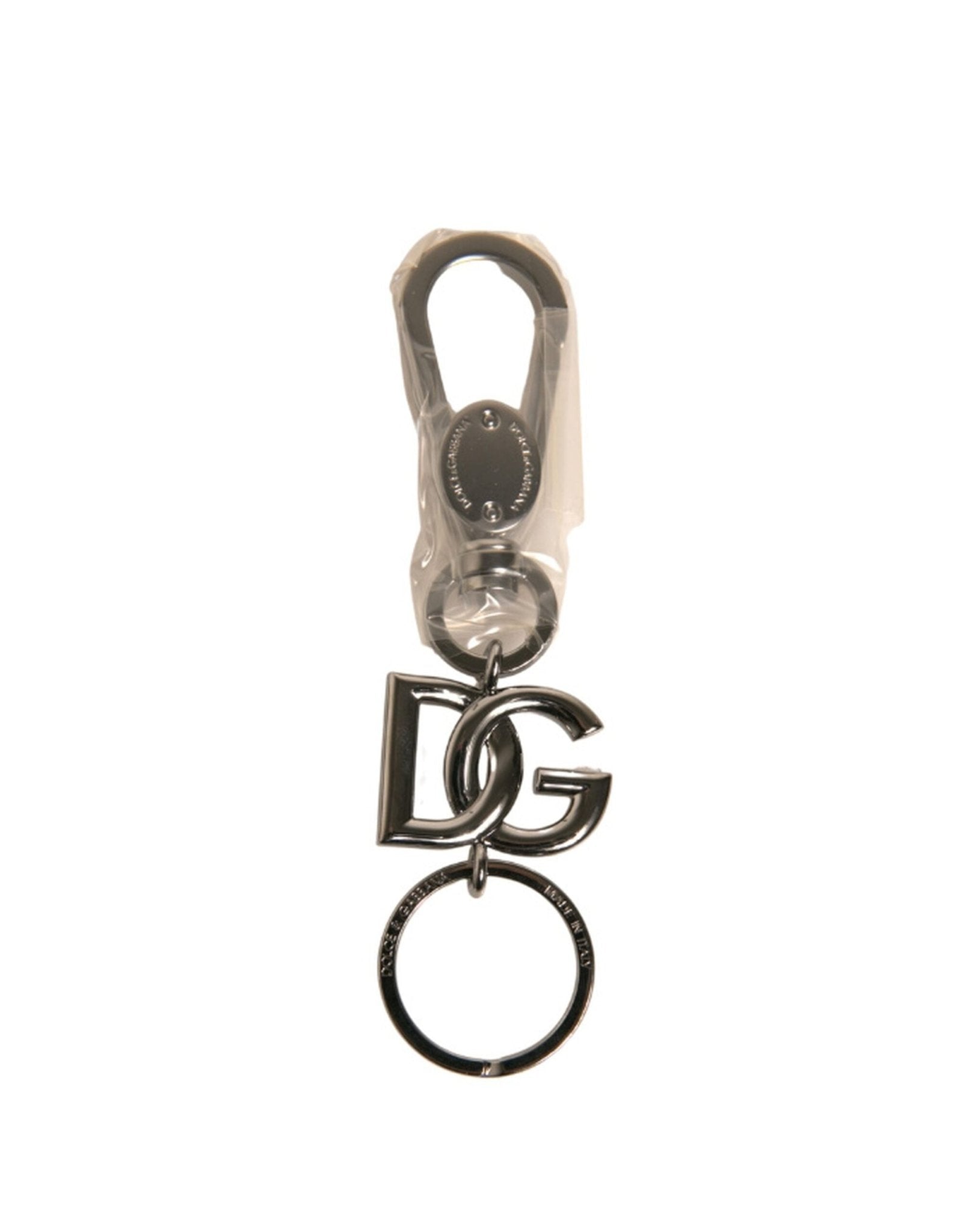 Dolce & Gabbana Silver Brass DG Logo Keychain Metal Ring Keyring - Sandy Store ByNet