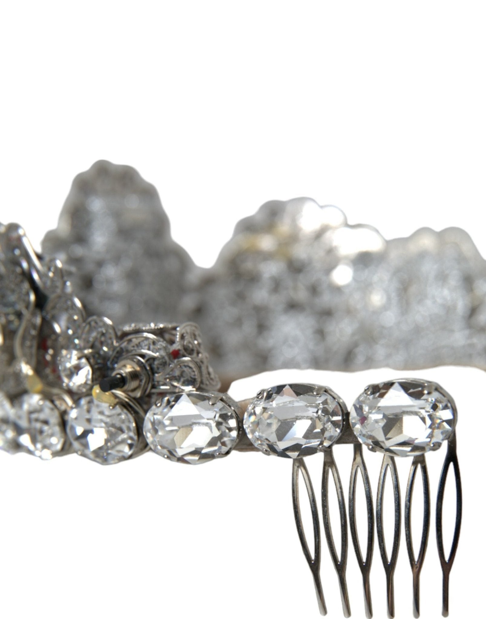 Dolce & Gabbana Silver Brass STRASS Crystal Crown Tiara LED Diadem - Sandy Store ByNet