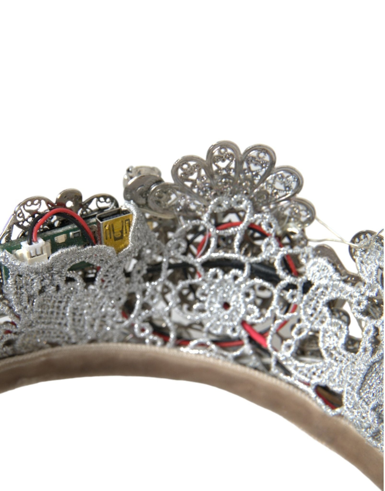 Dolce & Gabbana Silver Brass STRASS Crystal Crown Tiara LED Diadem - Sandy Store ByNet