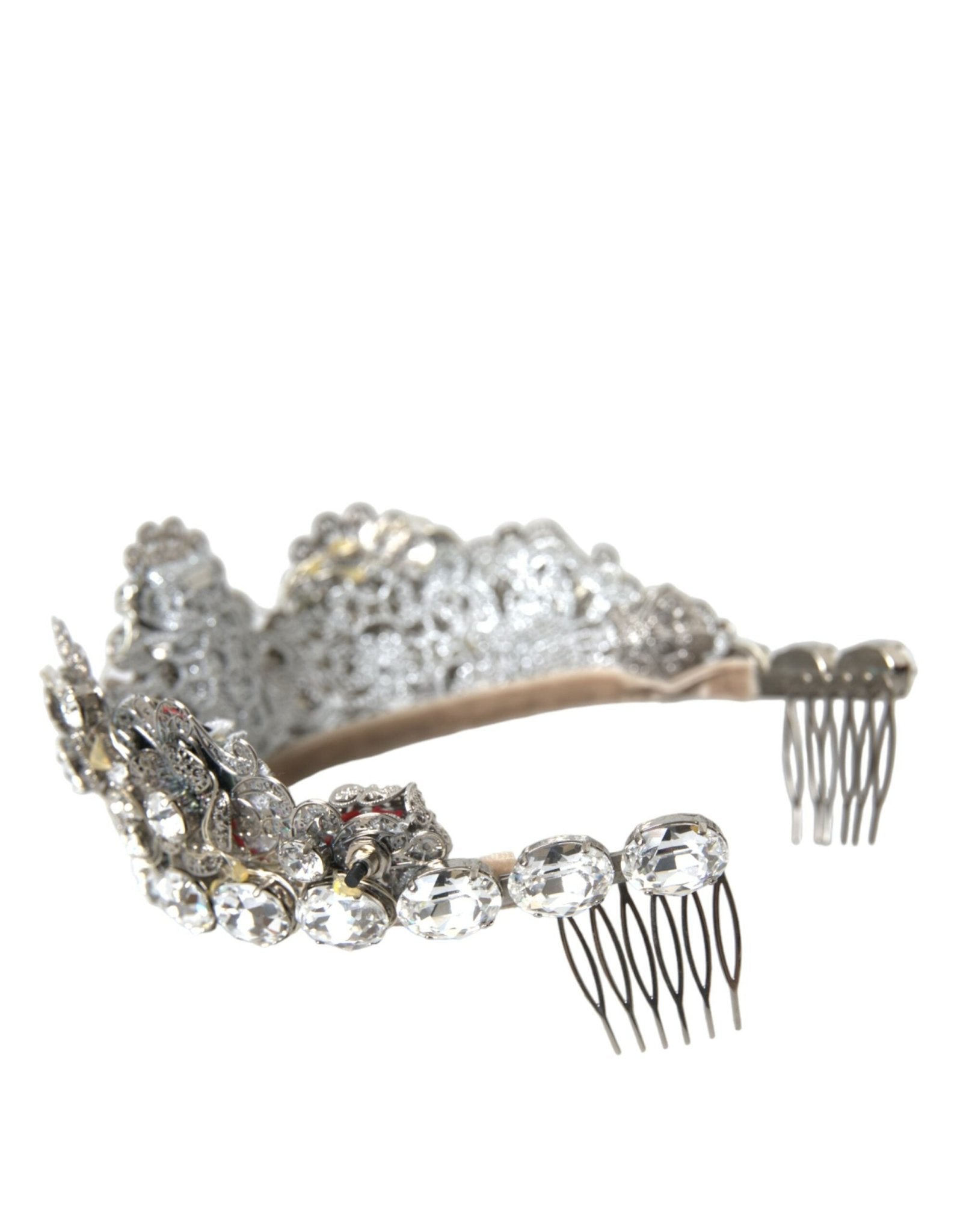 Dolce & Gabbana Silver Brass STRASS Crystal Crown Tiara LED Diadem - Sandy Store ByNet