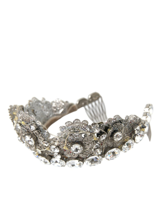 Dolce & Gabbana Silver Brass STRASS Crystal Crown Tiara LED Diadem - Sandy Store ByNet