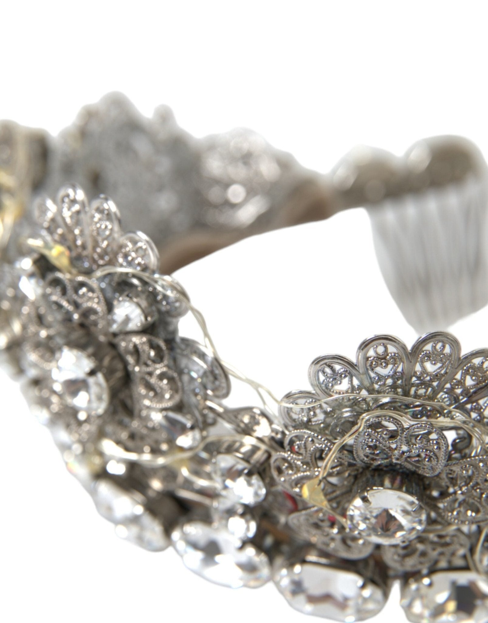 Dolce & Gabbana Silver Brass STRASS Crystal Crown Tiara LED Diadem - Sandy Store ByNet