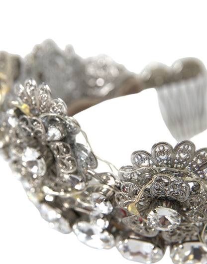 Dolce & Gabbana Silver Brass STRASS Crystal Crown Tiara LED Diadem - Sandy Store ByNet