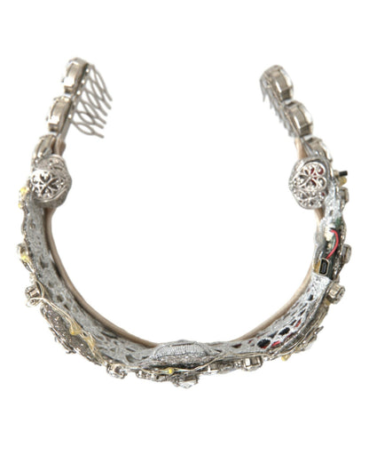 Dolce & Gabbana Silver Brass STRASS Crystal Crown Tiara LED Diadem - Sandy Store ByNet