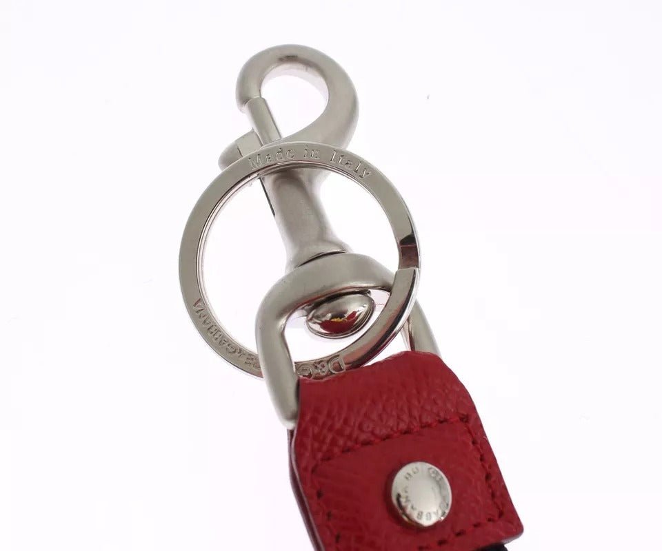Dolce & Gabbana Silver Brown Raffia Leather Clasp Finder Chain Keyring - Sandy Store ByNet