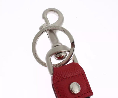 Dolce & Gabbana Silver Brown Raffia Leather Clasp Finder Chain Keyring - Sandy Store ByNet