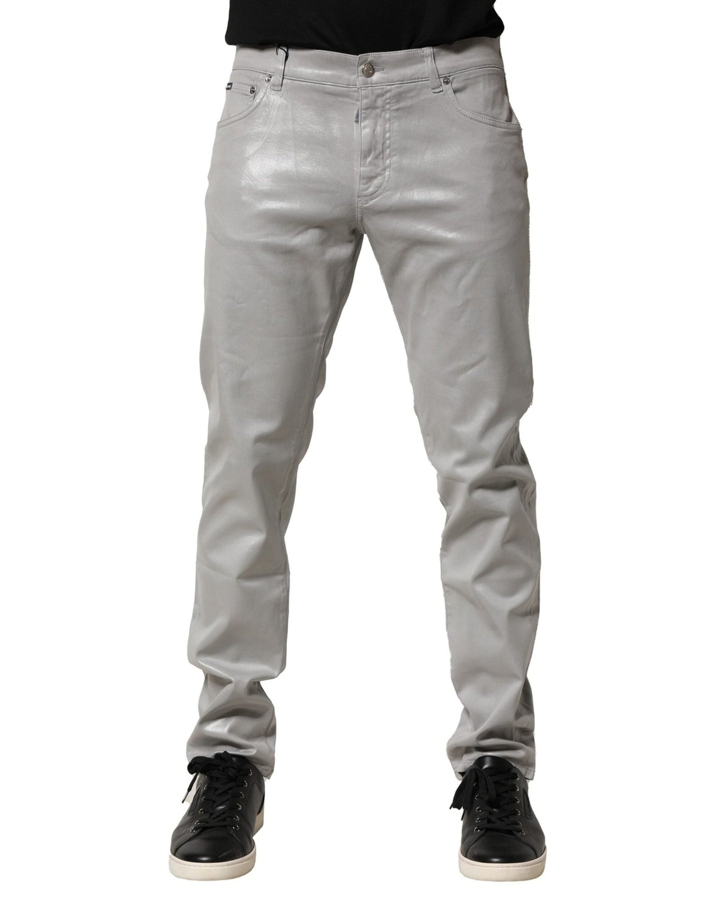 Dolce & Gabbana Silver Cotton Stretch Slim Denim Jeans – IT52 | XL par Dolce & Gabbana | Disponible sur Sandy Store ByNet