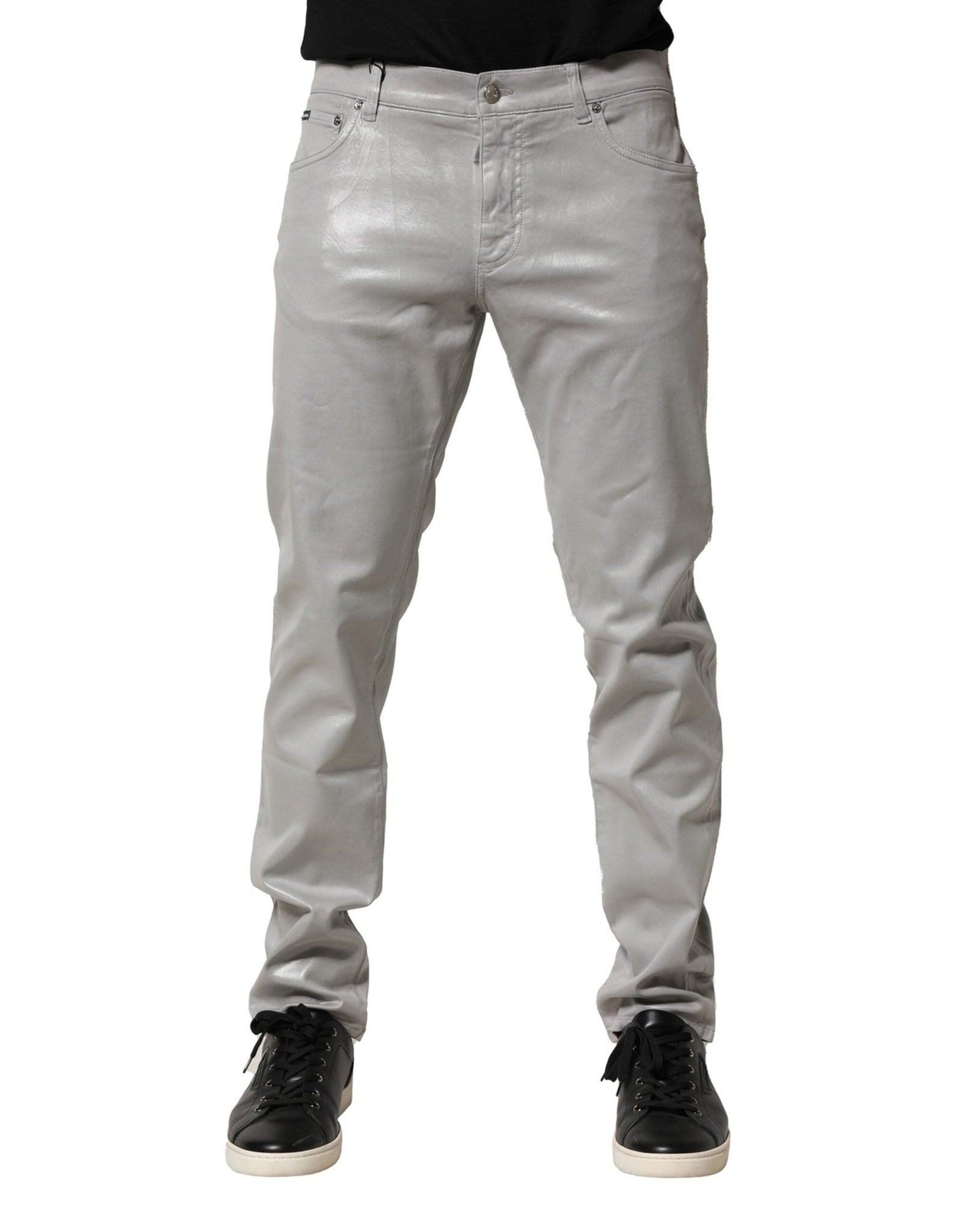 Dolce & Gabbana Silver Cotton Stretch Slim Denim Jeans – IT52 | XL par Dolce & Gabbana | Disponible sur Sandy Store ByNet