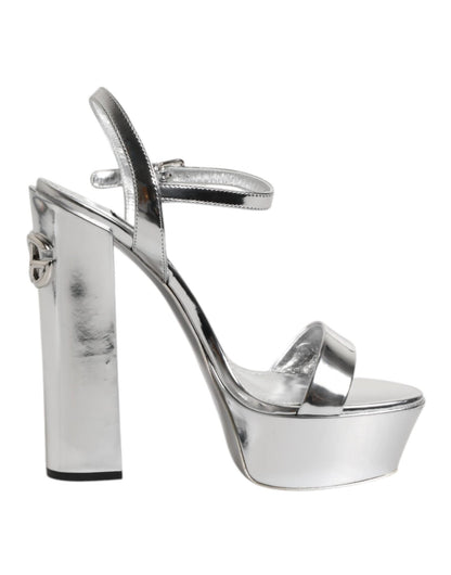 Dolce & Gabbana Silver Leather Platform Keira Sandals Shoes – EU39/US8.5 par Dolce & Gabbana | Disponible sur Sandy Store ByNet